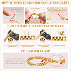 MPRAINBOW 2pcs 18K Gold Plated Chain Link Bracelet, Stainless Steel Crystal Friendship Bracelets Bangle,Watch Band Chains Wristband Jewelry with Adjust Tool