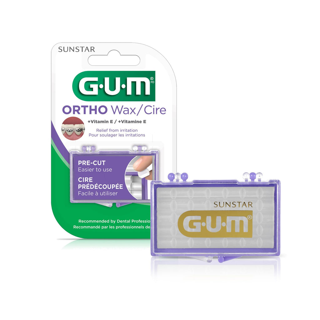 GUM Orthodontic Wax for Braces and Dental Devices - Soothing Dental Wax with Vitamin E - Clear Color - Unflavored (Pack of 1)
