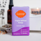 Lume Triple Milled Bar Soap - Rich Moisture & Gentle Cleansing - Paraben Free, Phthalate Free, Skin Safe - 5 ounce (Pack of 4) (Lavender Sage)