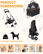 Pet Stroller with Removable Carrier, 35lbs Capacity - One-Click Foldable Dog Stroller, Cat Carrier & All-Terrain Wheels, Compact Travel Pet Stroller for Small to Medium Pets-Black