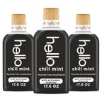 Hello Chill Mint Alcohol Free Mouthwash with Activated Charcoal, 17.6 Fl Oz, Fluoride Free Mouthwash with Farm Grown Mint and Coconut Oil, Vegan, Minty Oral Rinse (Pack of 3)