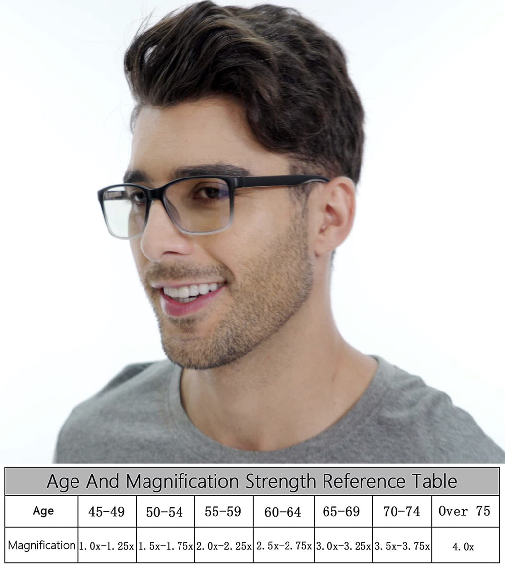 Reading Glasses for Men 4-Pack Stylish Computer Readers with Spring Hinges, Anti Glare/Eye Strain Filter UV Ray Blue Light Blocking Two-Tone Reader Eyeglasses,+1.0 Magnification Strength