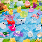 Cuteseven 300Pcs Mini Resin Animals Bulk 300 Styles Variety Tiny Animals Figure to Hide Luminous Glow in The Dark for Miniature Fairy Garden Decoration Hide Crafts Decor