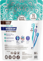GuruNanda Disposable Travel Toothbrush 1.0, Fluoride Free Toothpaste, 70 ct