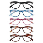 EFE Reading Glasses Readers for Women Ladies 2.5 Lightweight Full Frame Spring Hinge Eyeglasses 5 Pack (Mix Color, 2.50)