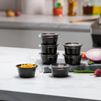 2 oz - Black Diposable Plastic Portion Cups With Lids, Small Mini 100 Sets