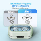 BYASKZIV Ultrasonic Jewelry Cleaner, 50KHz Ultrasonic Cleaner Machine with 304 Stainless Steel for Jewelry, Eyeglasses, Rings, Watch Strap, Dentures, Dual Cleaning Modes - Green