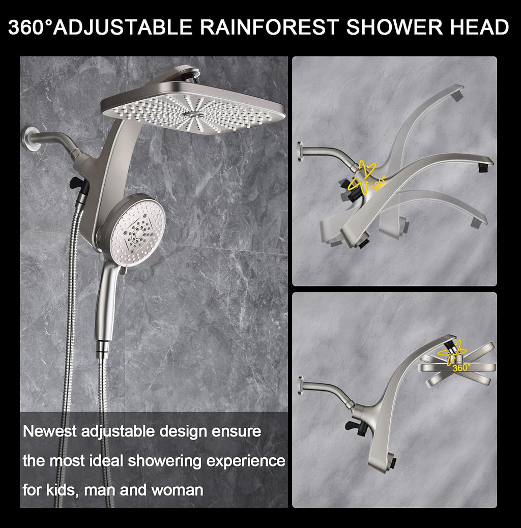 Rain Shower Head with Handheld Showerhead, Nickel 1.8GPM 460311