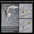 Rain Shower Head with Handheld Showerhead, Nickel 1.8GPM 460311