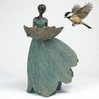 DiliComing Fairy Garden Statues Bird Feeder - 12 Inch Outdoor Fairy Statue