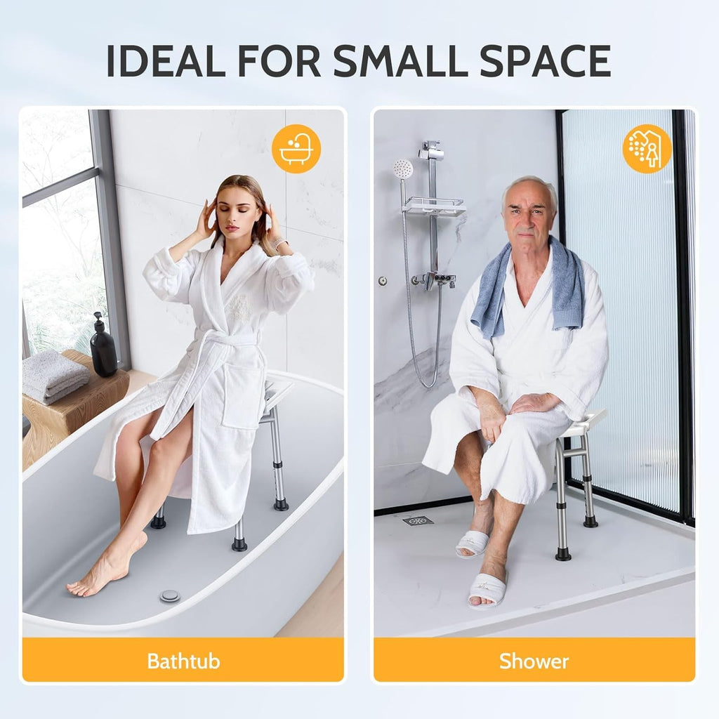 Hiqufet Shower Chair for Inside Shower(500lb), 5 Height Adjustable Shower Stool, Shower Seats for Adults, 3-Minute Quick Assembly, Heavy Duty Shower Bench for Inside Shower to Sit on