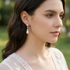SWEETV Silver Pearl Drop Dangle Earrings for Women