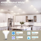 DAYBETTER BR30 LED Light Bulbs Indoor Flood Light 65W Equivalent, Neutral White 4000K, 12Pack Dimmable Recessed Bulb for Bedroom Kitchen Living Areas, E26 Standard Base, 800 Lumens
