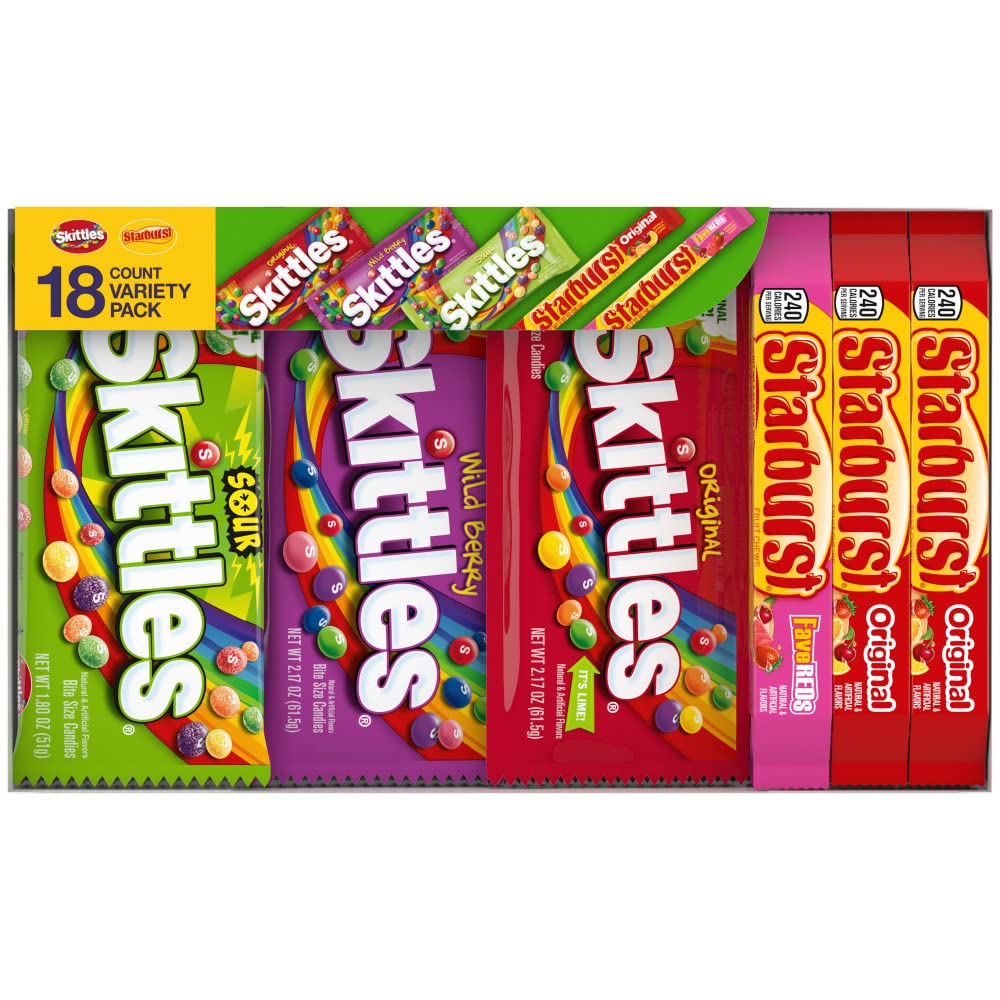SKITTLES & STARBURST Assorted Candy Variety Pack Bulk Box 18 Count 37.05 oz