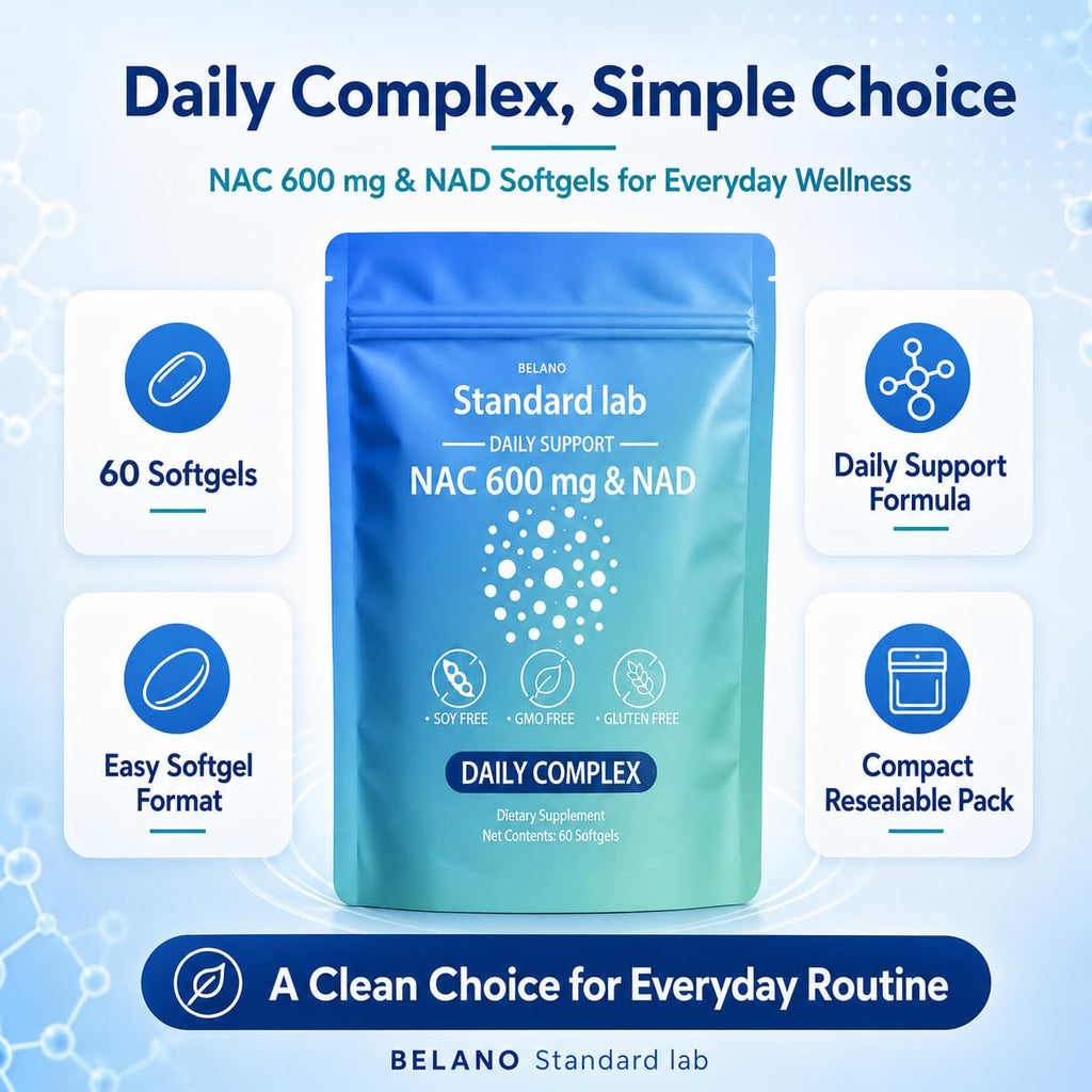 BELANO The Standard Lab NAC 600 mg & NAD Daily Formula, 60 Count