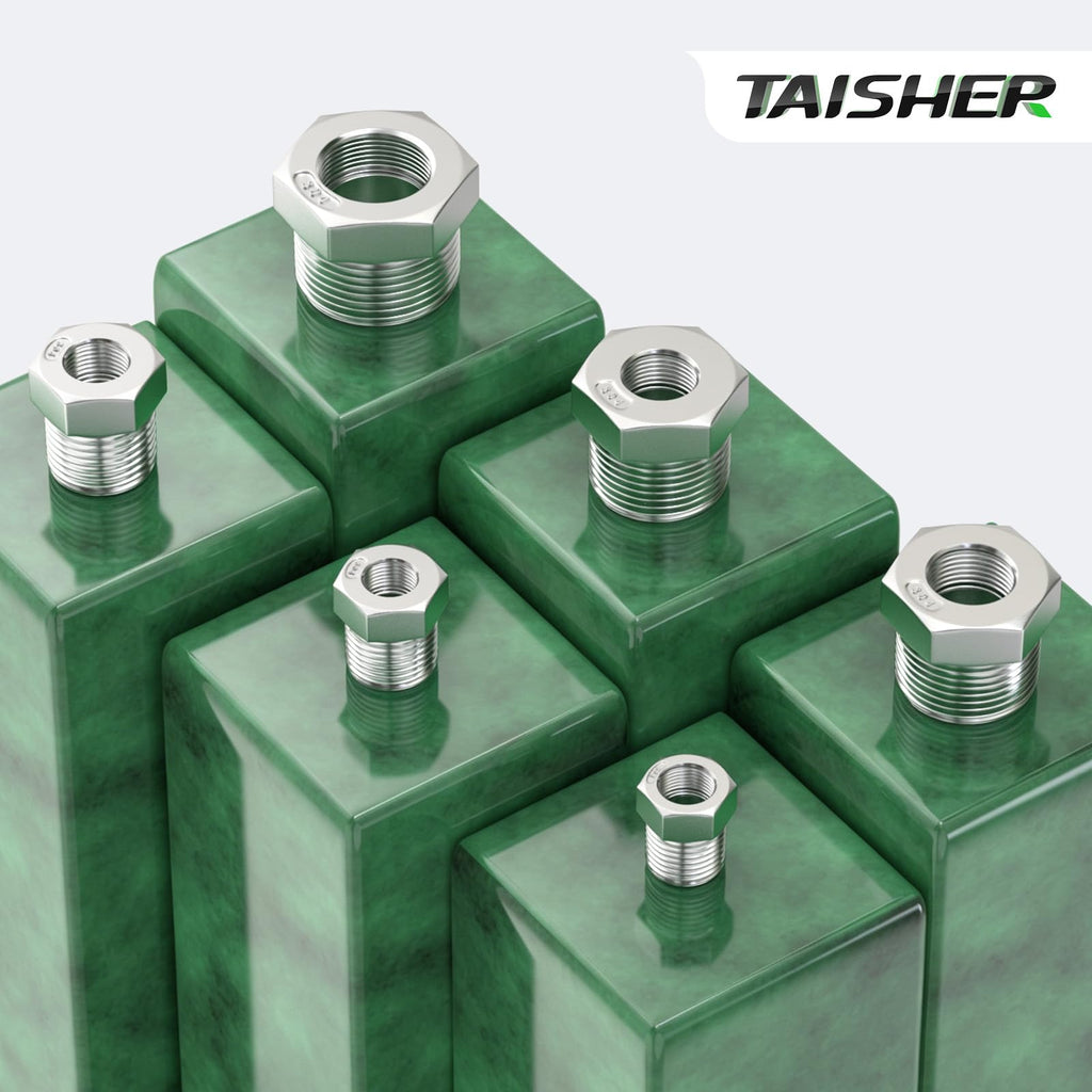 TAISHER 10PCS 304 Stainless Steel Reducer Hex Bushing, 1/2" NPT Male x 1/4" NPT Female, Reducing Pipe Adapter Fitting