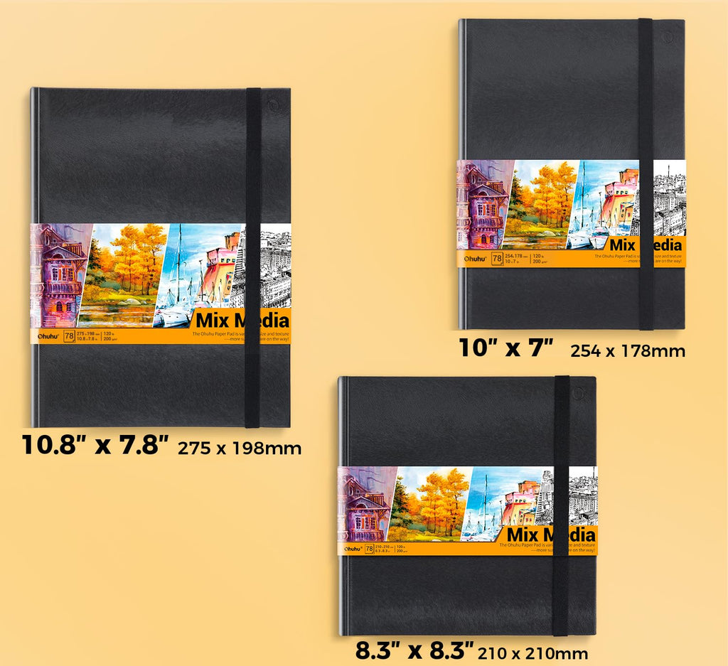 Ohuhu 8.3"x8.3" Mix Media Pad Art Sketchbook 78 Sheets for Painting Drawing