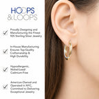 Hoops & Loops 925 Sterling Silver Intertwined Round Hoop Earrings for Women, Two-Tone Layered Trendy Double Square-Tube Hypoallergenic Click-Top Hoops, 20mm - Two-Tone Silver & Yellow Gold