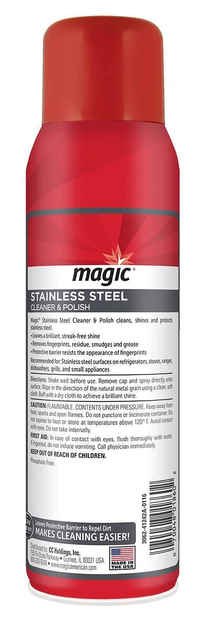 Magic Stainless Steel Cleaner Aerosol - 17 Ounce (2 Pack)- Removes Fingerprints Residue Water Marks and Grease from Appliances - Refrigerator Dishwasher Oven Grill