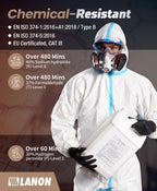 LANON Protection Heavy Duty Black Nitrile Gloves, Food Safe, Latex Free, Powder Free, Mechanic, Fully-Diamond Textured Grip Industrial Disposable Gloves, 8mil, Small