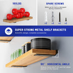 Goovilla Shelf Bracket, Heavy Duty Floating Shelf Brackets 4 inch Long, 4 Pack Brackets for Shelves, Black Coated Metal Wall Shelf Support Brackets with 1/5 Inch Thick and 160 lb. Load Capacity