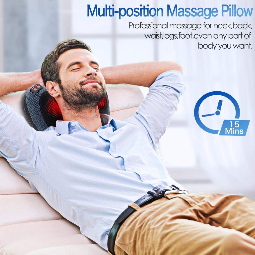 Papillon Fathers Day Dad Gifts for Men,Back Massager with Heat,Shiatsu Neck Massager Pillow for Back,Neck,Shoulder,Foot&Lower Back Pain Relief,Relaxation Gifts for Women/Mom/Dad (Cyan Blue)