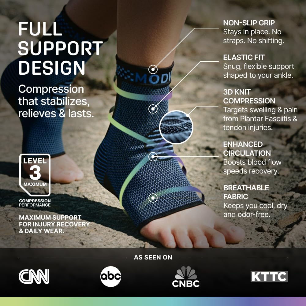 Modvel Foot & Ankle Brace Socks for Sprained Ankle Compression Sleeve - Foot Support for Women & Men - Tendonitis & Arthritis Ankle Brace Sports Running, Torn Ligaments & Women Stabilizing Ankle Wrap