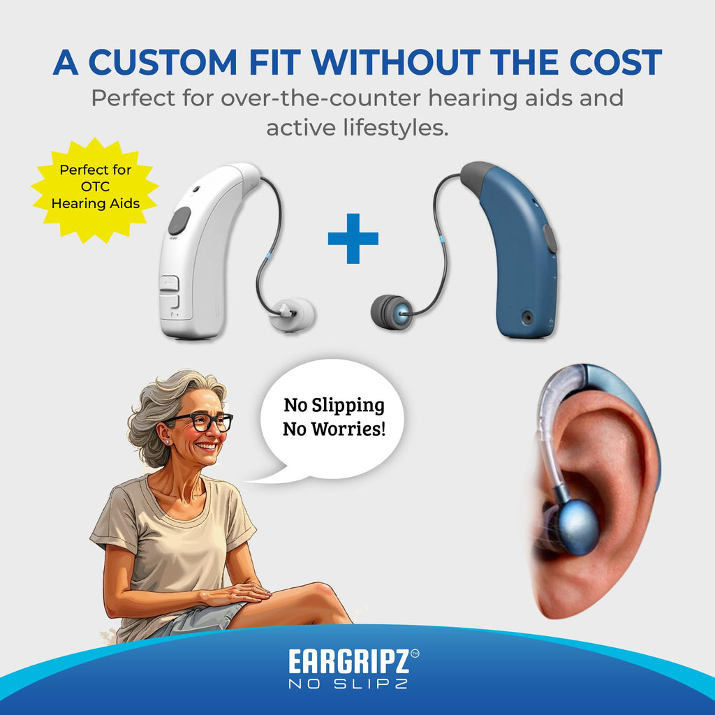EarGripz Hearing Aid Grips – Adhesive Cushioned Pads for Secure, Comfortable Fit – Non-Slip Hearing Aid Stabilizers for BTE & RIC Devices – 60-Pack for Adults, Kids & Active Lifestyles