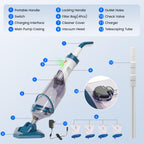 Enhulk Rechargeable Handheld Cordless Pool Vacuum for Above Ground Pool and Inground Pool(2025 Upgraded),60-Minute Runtime,Powerful Suction up to 18.5 gallons/min, Efficient Leaf and Debris Removal