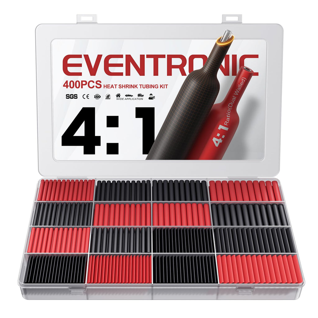 Eventronic 4:1 Heat Shrink Tubing Kit, 400PCS Adhesive Lined Tubing