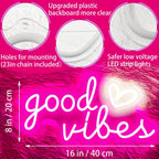 HOHOSIGN Good Vibes Neon Sign for Wall Decor Neon Lights Sign, 16"x8" Heart and Good Vibes LED Signs for Bedroom Wall, USB Operated Pink Goodvibes LED Neon Lights Signs for Game Room Christmas Decor