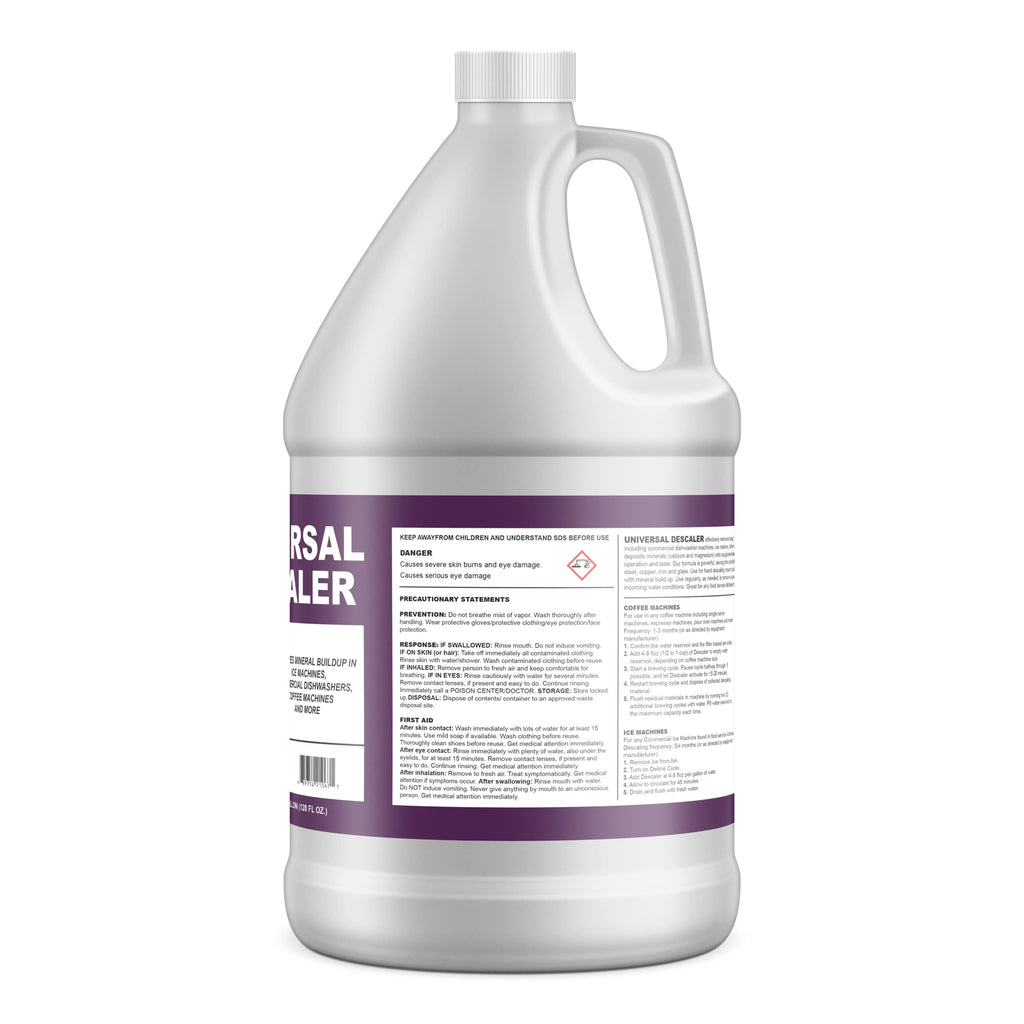 Active Element Universal Descaler - 1 Gallon - Commercial Grade Delimer for Dishwasher - Ice Machine Cleaner and Coffee Pot Descaler - Steam Tables - Hand Descaling