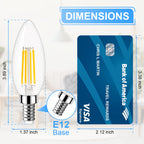 GOLSPARK Dimmable E12 LED Bulb 40W Equivalent, 4000K Natural Daylight Candelabra LED Light Bulbs 4W, 400LM, CRI 85+, Type B Bulb, Clear Filament Candle Light Bulbs for Chandelier Ceiling Fan, 6 Pack