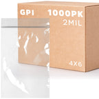 Clear Plastic Reclosable Zip Bags - Bulk GPI Case of 1000, 4" x 6" 2 mil Thick Strong & Durable Poly Baggies With Resealable Zip Top Lock For Travel, Storage, Packaging & Shipping.