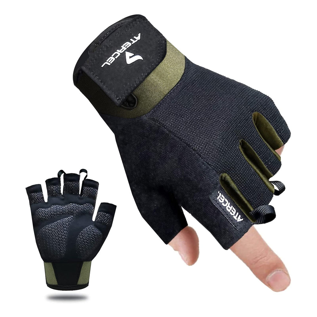 ATERCEL Workout Gloves for Men and Women, Exercise Gloves for Weight Lifting, Cycling, Gym, Training, Breathable and Snug fit (Green, X-Large)