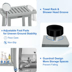 KingPavonini HDPS Shower Benches for Inside Shower to Sit on, Waterproof Shower Stool for Shaving Legs, Heavy Duty 400LBS Shower Seat with Storage Shelf, Shower Chair for Bathroom/Indoor/Outdoor Use