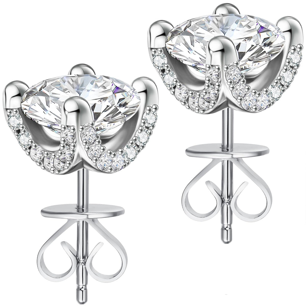 ABSOLUTE Moissanite Earrings Studs Hypoallergenic Sterling Silver Jewelry