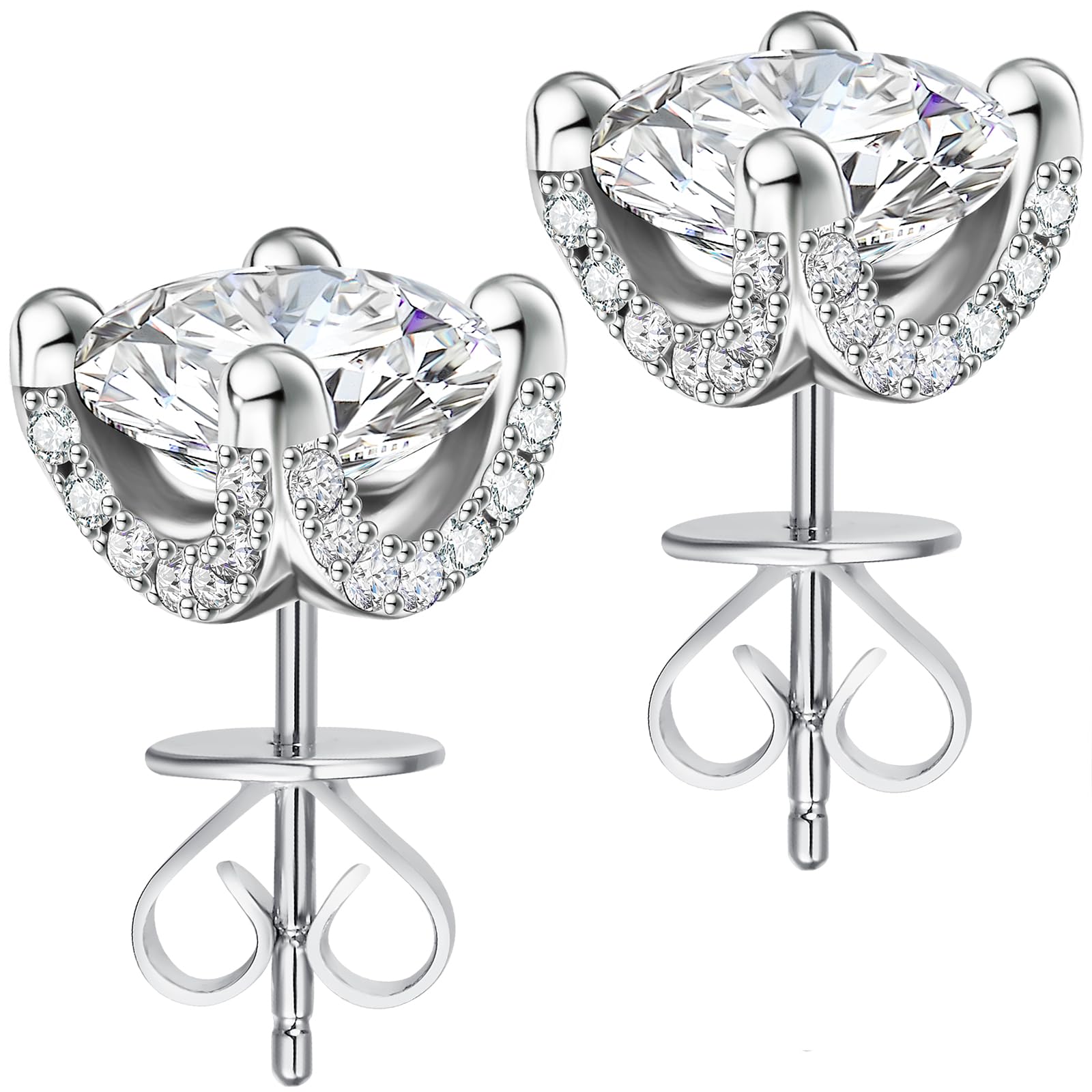 ABSOLUTE Moissanite Earrings Studs Hypoallergenic Sterling Silver Jewelry