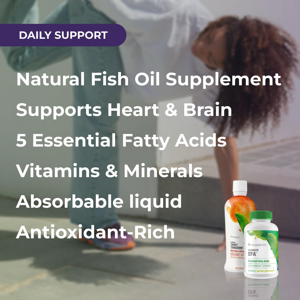 Youngevity Essential 90 Pak - Ultimate All-in-One Multivitamin Combo - Ultimate Tangy Tangerine + Ultimate EFA - 90 Essential Vitamins, Minerals, Amino Acids, Fatty Acids (30 Servings)