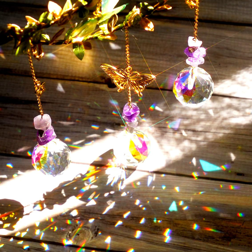 Suncatcher - Amethyst Moon Crystal Sun Catcher Window Hanging