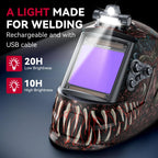 ARCCAPTAIN Large View 3.94" x 3.66" True Color Auto Darkening Welding Helmet with Light, Solar Powered Welding Hood, 4 Arc Sensor Wide Shade 4/5-9/9-13 for Stick MIG TIG Cut, Alien