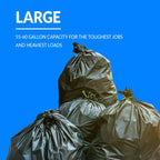 Reli. 55-60 Gallon Trash Bags Heavy Duty | 50 Bags | 50-60 Gallon | Large Black Garbage | Made in USA