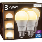 Briignite LED Light Bulbs, 3 Way Light Bulbs 50 100 150W Equivalent, 3 Way Light Bulb, Three Way A19 E26 Medium Base, Warm White 3000K, 600lm-1200lm-1600lm, 4 Pack