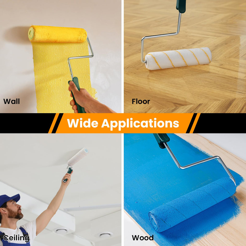 YiBaiBrush Paint Roller Covers, 12 Pack, 9 Inch Microfiber Paint Roller, 3/8" Nap Covers for Paint Roller Frame, Rollers for Painting, House Painting Supplies for Painting Walls