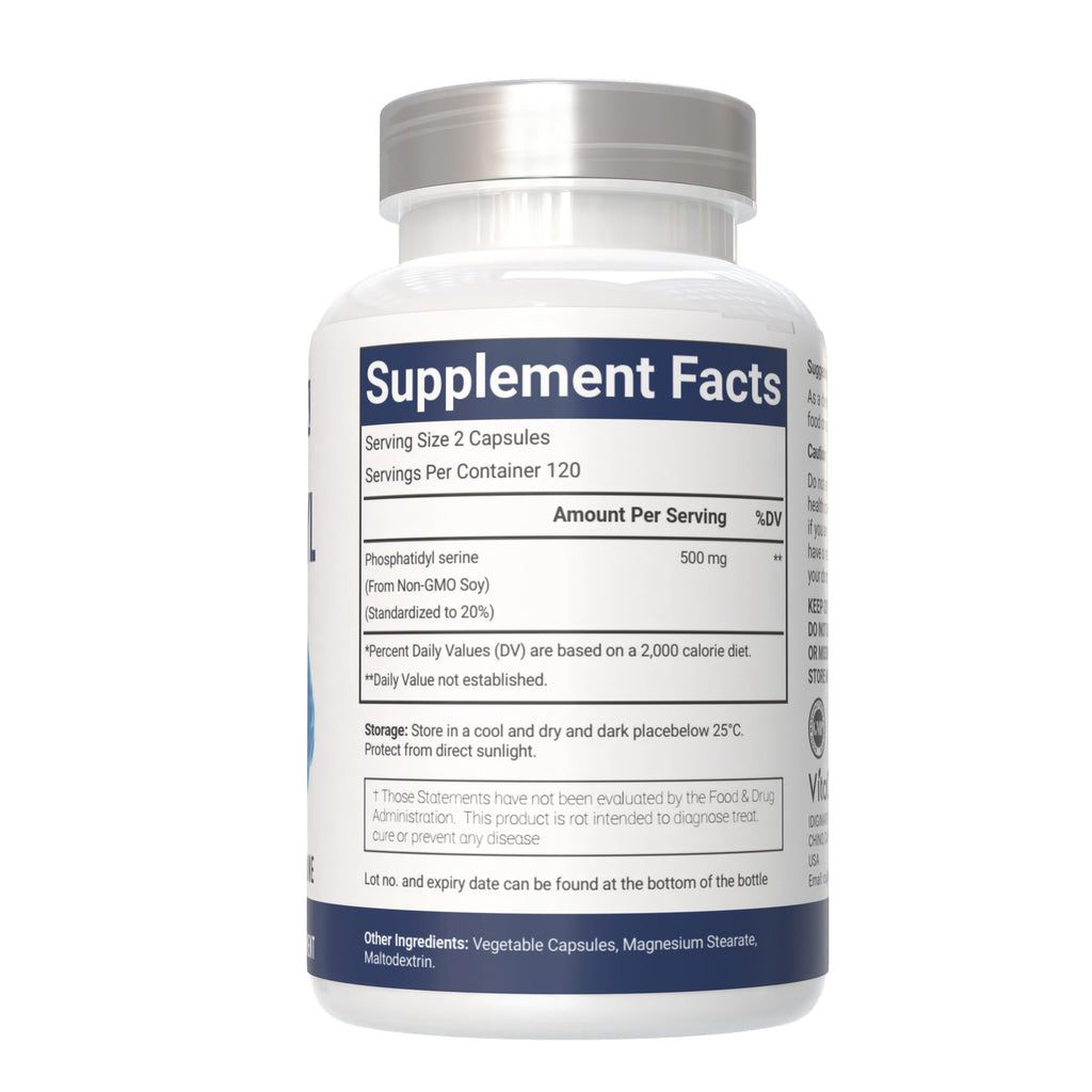 VitaCosmoX Phosphatidylserine, 500mg, 240 Veggie Capsules 100% Vegetarian, Non-GMO & Gluten Free - 2 Packs