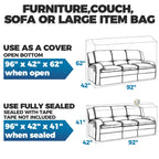 Plastic Furniture Covers for Moving - Heavy-Duty Couch Cover for Sofa, Waterproof & Dustproof Clear Moving Bags for Renovation, Wrap or Storage - Extra Large Bag Open Size 96 x 42 x 62 Inch