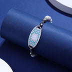 JFJEWER Medical Alert Bracelets for Women Free Engraving, Personalized Customizable ID Bracelet, White Turquoise Beaded Emergency Bracelets - Style 6