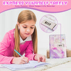 Kutoda Diary with Lock, 192 Pages College Ruled Journal with lock, A5 Secret Lock Journal with Pen and Color Notes for Girls Ages 8-12, Birthday Gifts for Girls, Purple