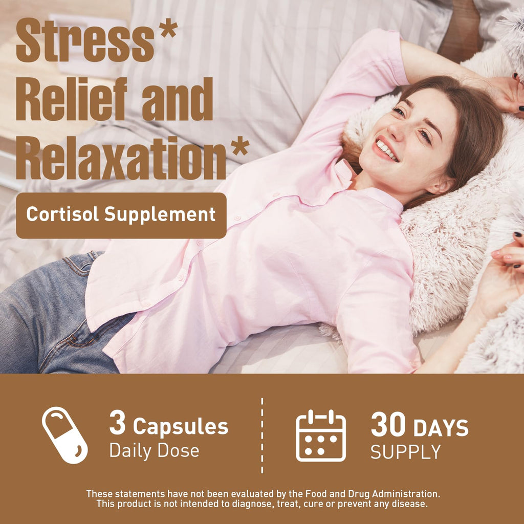 Ashwagandha & Lions Mane Supplements Capsules, Brain Supplements for Memory and Focus, Ashwagandha with Rhodiola Rosea for Cognitive, Immune Support, Cortisol Supplements for Women, 90 Capsules