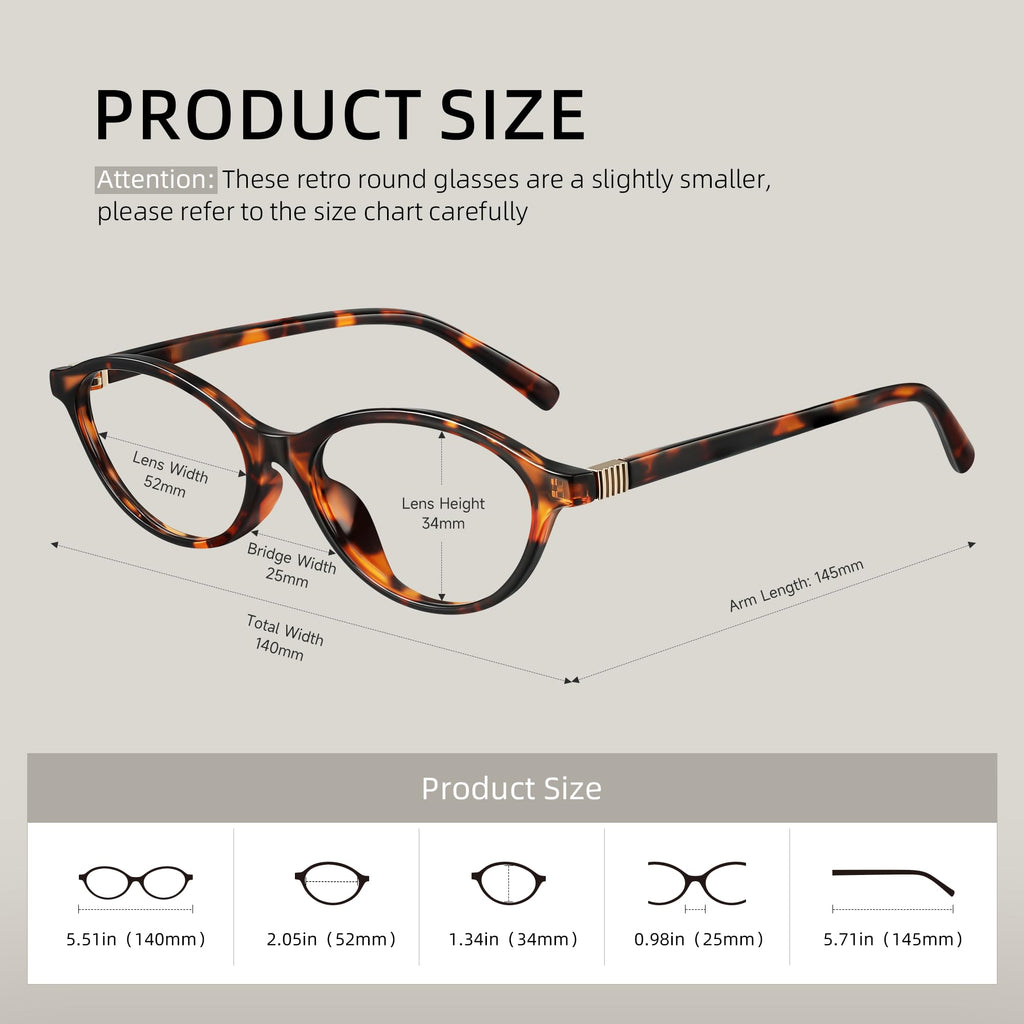 resjok Blue Light Glasses for Woman - Fashion Small Oval Frame Blue Light Blocking Glasses, Anti Eyestrain Eyeglasses (DarkTortoise)